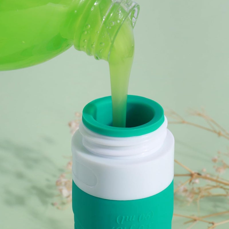 GLAMFIELDS Travel Bottles for Toiletries, 3oz Size TSA Approved Leak Proof Silicone Containers for Shampoo, Conditioner,Easy to Squeeze and Portable, Essentials for Traveling (4 Pack) Green - Image 3